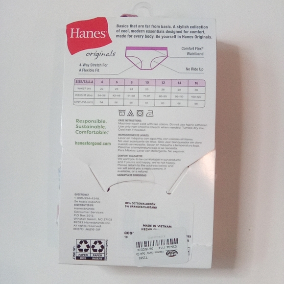 Hanes Originals Girls' Stretch Hipsters - Multicolor Pack - Picture 2 of 2